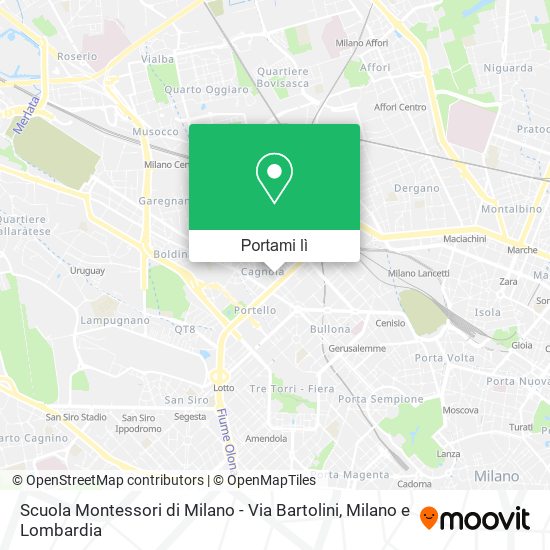 Mappa Scuola Montessori di Milano - Via Bartolini
