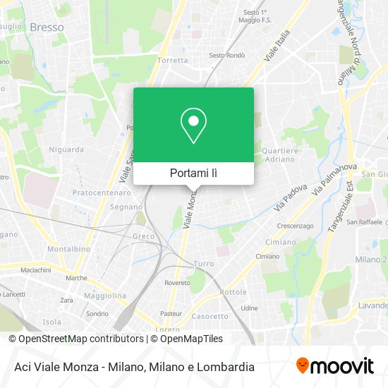 Mappa Aci Viale Monza - Milano