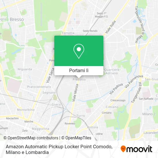 Mappa Amazon Automatic Pickup Locker Point Comodo