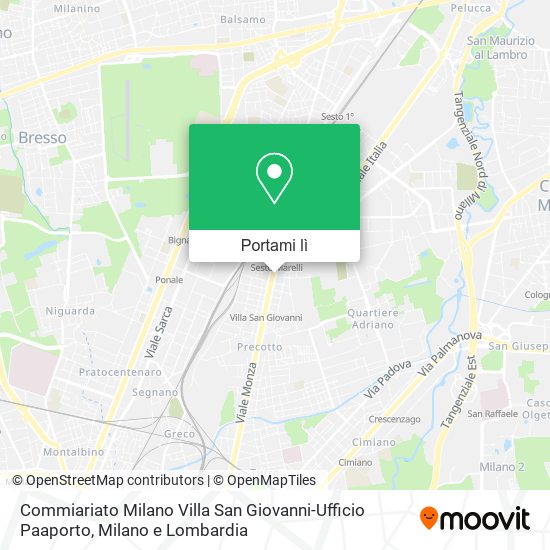 Mappa Commiariato Milano Villa San Giovanni-Ufficio Paaporto