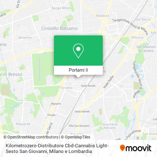 Mappa Kilometrozero-Distributore Cbd-Cannabis Light-Sesto San Giovanni