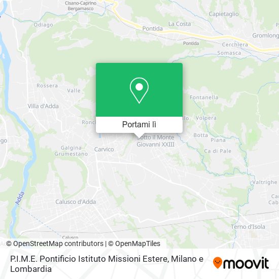 Mappa P.I.M.E. Pontificio Istituto Missioni Estere