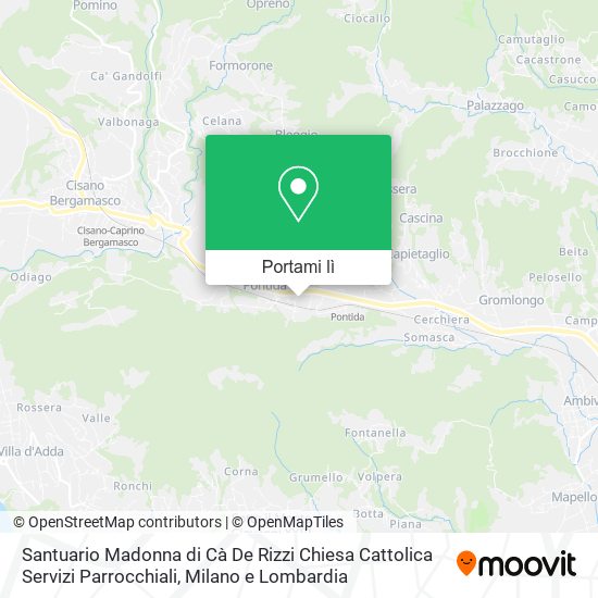 Mappa Santuario Madonna di Cà De Rizzi Chiesa Cattolica Servizi Parrocchiali