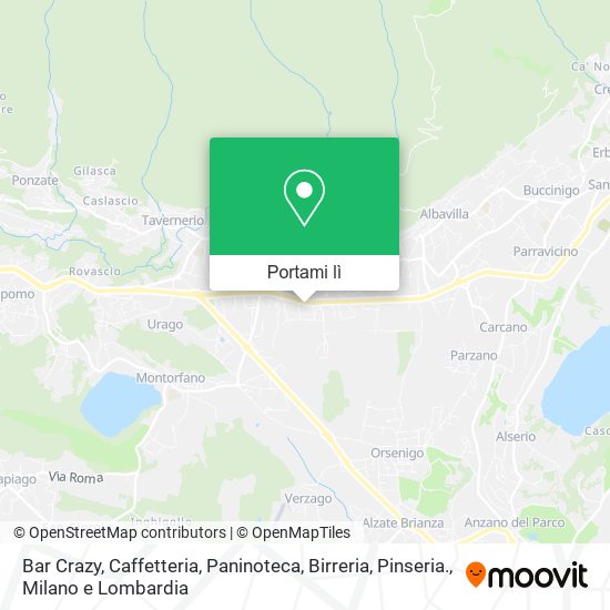 Mappa Bar Crazy, Caffetteria, Paninoteca, Birreria, Pinseria.