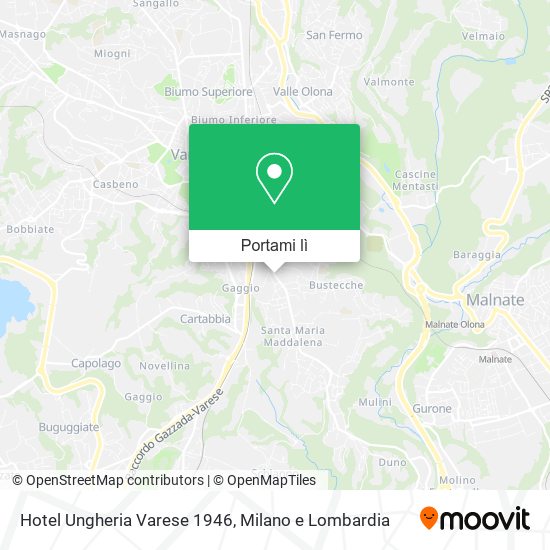 Mappa Hotel Ungheria Varese 1946