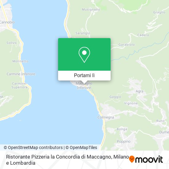 Mappa Ristorante Pizzeria la Concordia di Maccagno