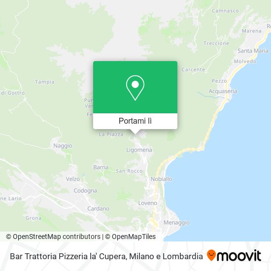 Mappa Bar Trattoria Pizzeria la' Cupera