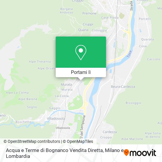 Mappa Acqua e Terme di Bognanco Vendita Diretta