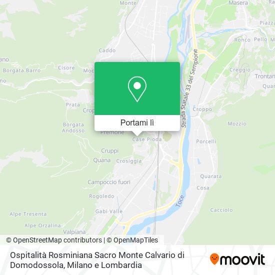 Mappa Ospitalità Rosminiana Sacro Monte Calvario di Domodossola