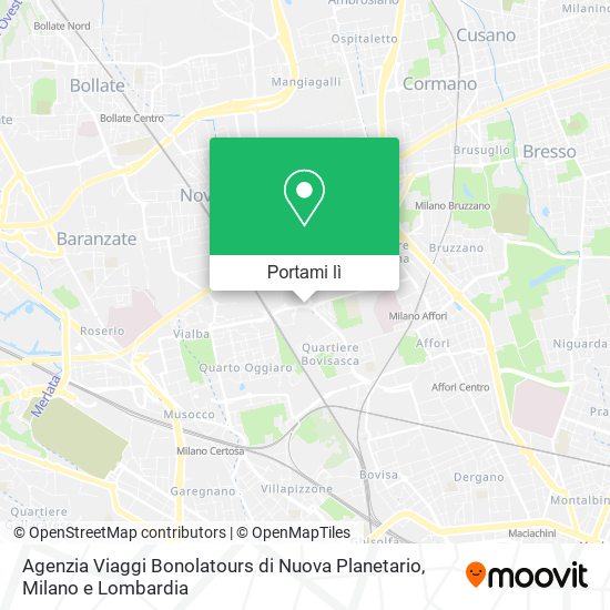 Mappa Agenzia Viaggi Bonolatours di Nuova Planetario