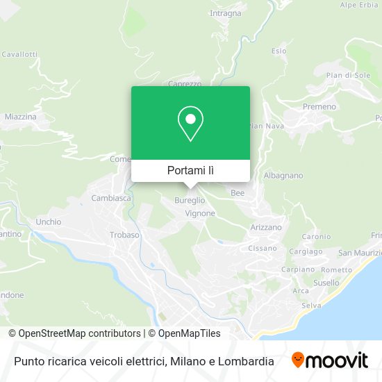 Mappa Punto ricarica veicoli elettrici