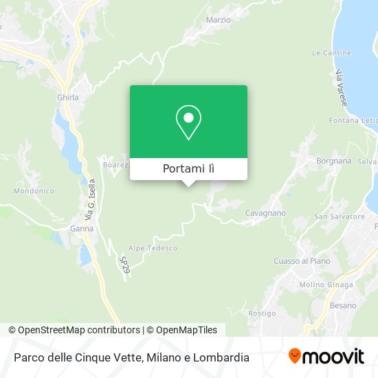 Mappa Parco delle Cinque Vette