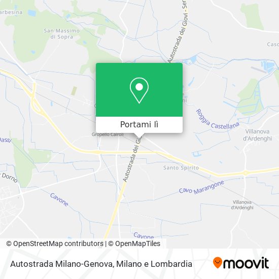 Mappa Autostrada Milano-Genova