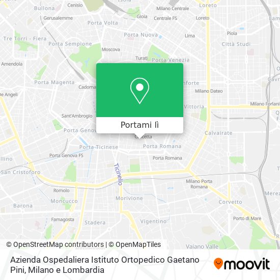 Mappa Azienda Ospedaliera Istituto Ortopedico Gaetano Pini