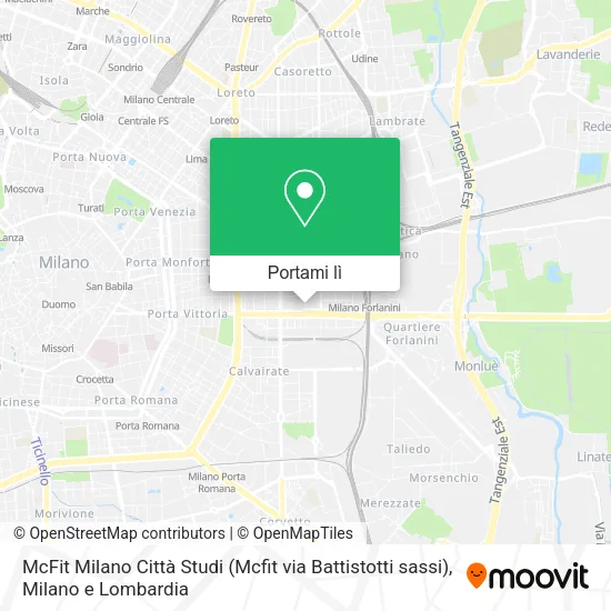 Mappa McFit Milano Città Studi (Mcfit via Battistotti sassi)