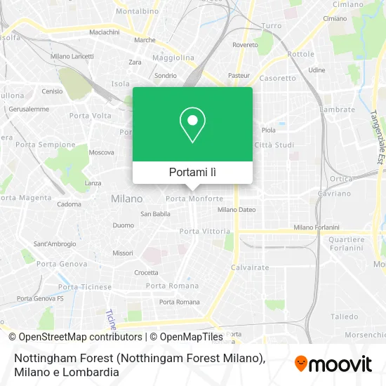 Mappa Nottingham Forest (Notthingam Forest Milano)