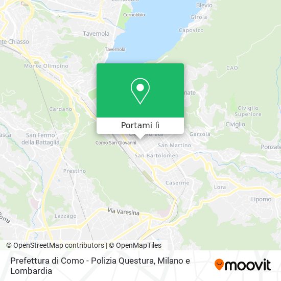 Mappa Prefettura di Como - Polizia Questura