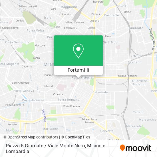 Mappa Piazza 5 Giornate / Viale Monte Nero