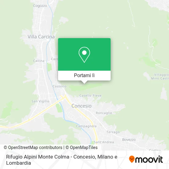 Mappa Rifugio Alpini Monte Colma - Concesio