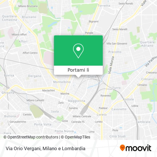 Mappa Via Orio Vergani