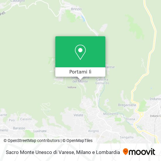 Mappa Sacro Monte Unesco di Varese