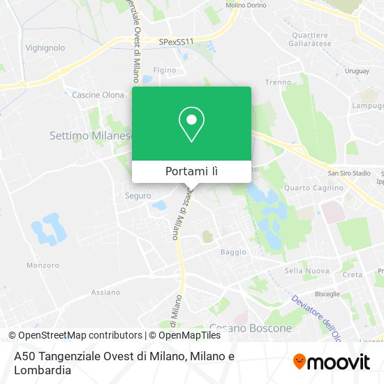 Mappa A50 Tangenziale Ovest di Milano