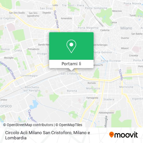 Mappa Circolo Acli Milano San Cristoforo