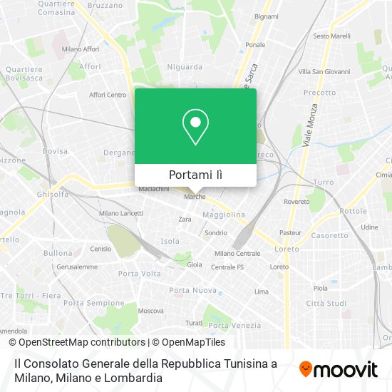 Mappa Il Consolato Generale della Repubblica Tunisina a Milano