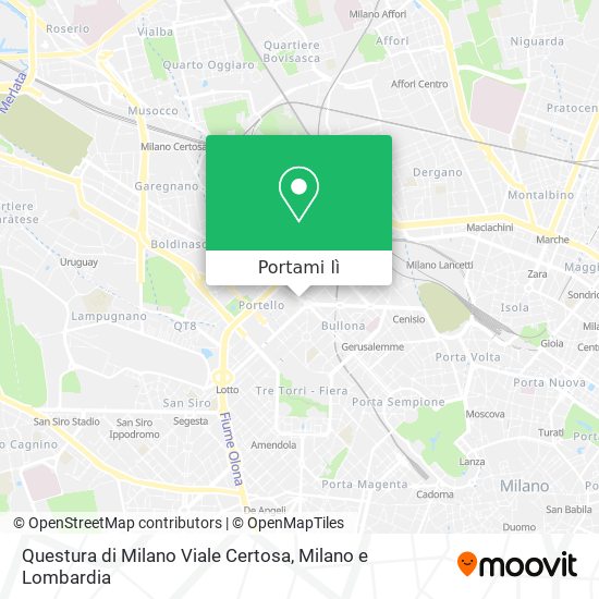 Mappa Questura di Milano Viale Certosa