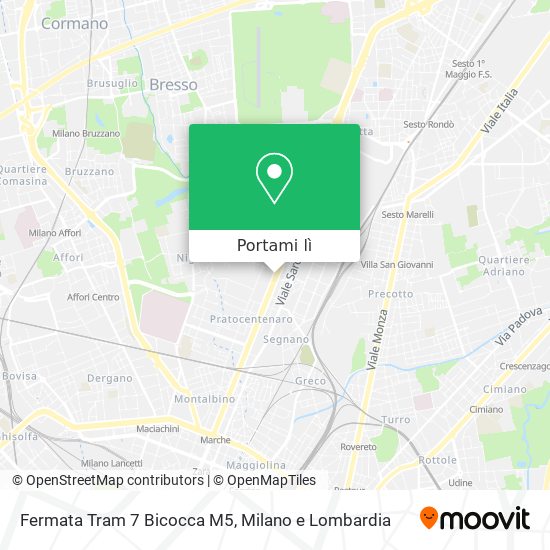 Mappa Fermata Tram 7 Bicocca M5