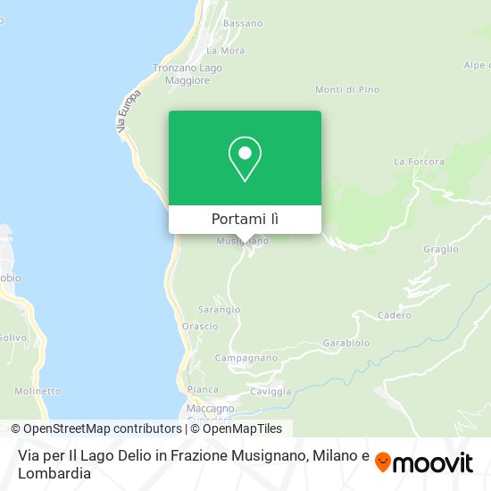 Mappa Via per Il Lago Delio in Frazione Musignano