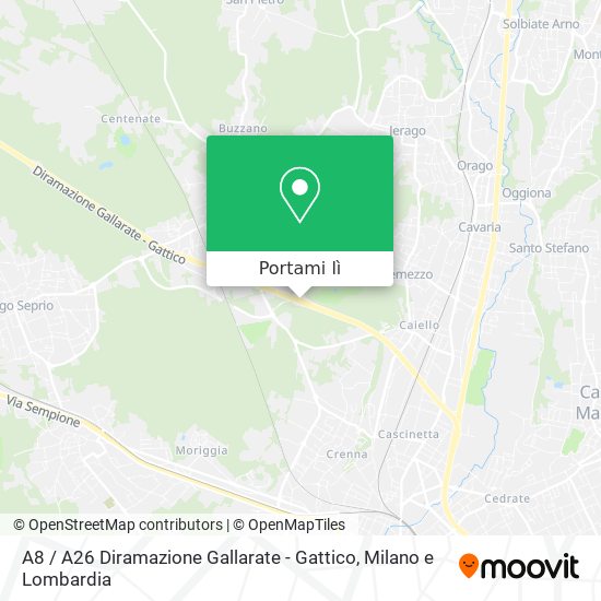 Mappa A8 / A26 Diramazione Gallarate - Gattico