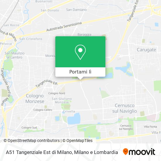 Mappa A51 Tangenziale Est di Milano