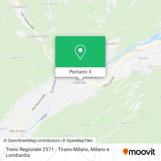 Mappa Treno Regionale 2571 - Tirano-Milano