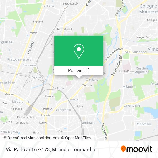 Mappa Via Padova 167-173