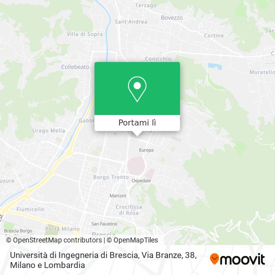 Mappa Università di Ingegneria di Brescia, Via Branze, 38