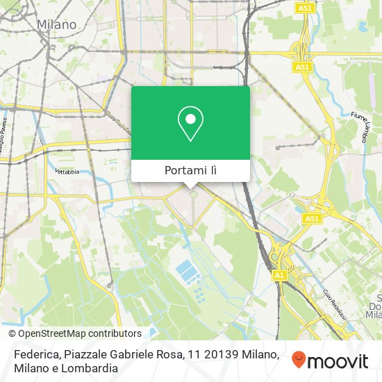 Mappa Federica, Piazzale Gabriele Rosa, 11 20139 Milano