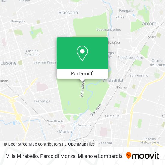 Mappa Villa Mirabello, Parco di Monza