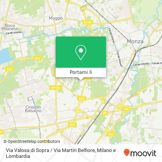 Mappa Via Valosa di Sopra / Via Martiri Belfiore