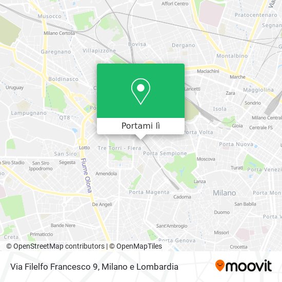 Mappa Via Filelfo Francesco 9
