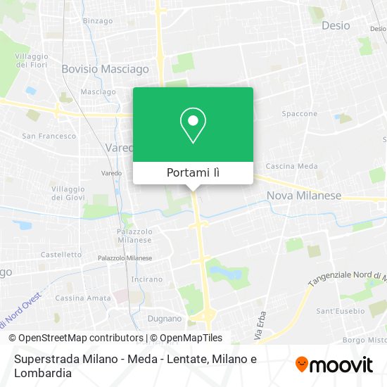 Mappa Superstrada Milano - Meda - Lentate