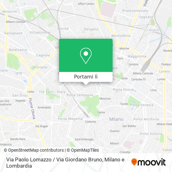 Mappa Via Paolo Lomazzo / Via Giordano Bruno