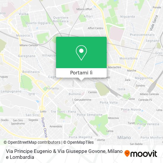 Mappa Via Principe Eugenio & Via Giuseppe Govone