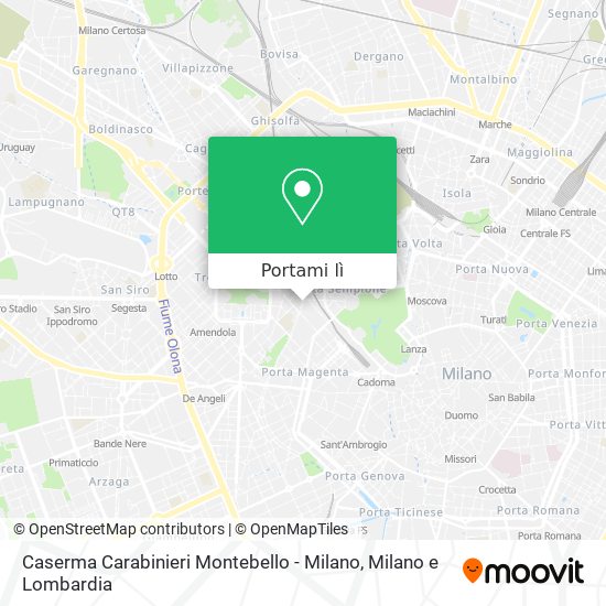 Mappa Caserma Carabinieri Montebello - Milano
