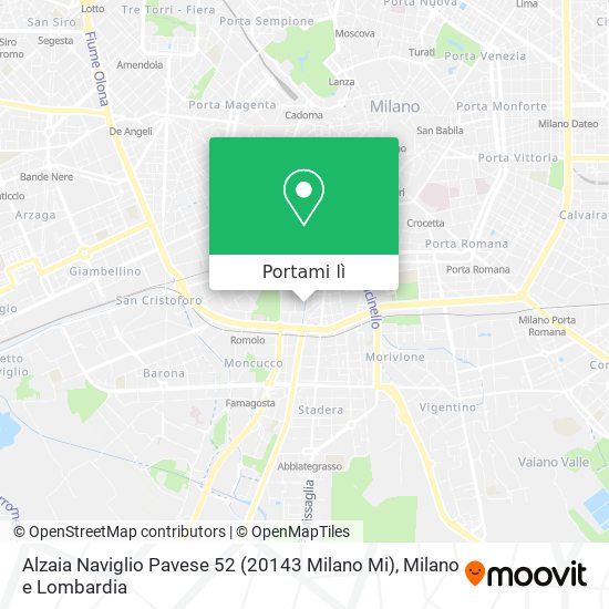 Mappa Alzaia Naviglio Pavese 52 (20143 Milano Mi)