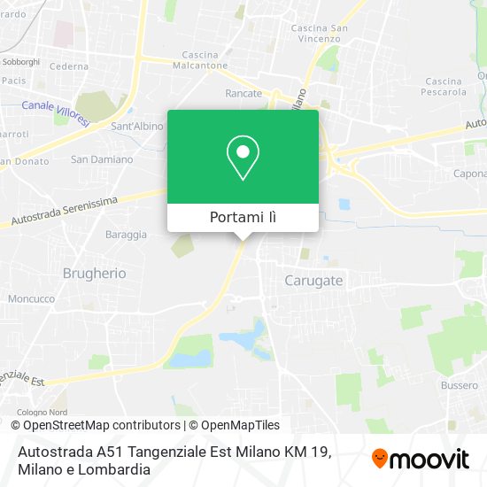 Mappa Autostrada A51 Tangenziale Est Milano KM 19