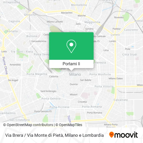 Mappa Via Brera / Via Monte di Pietà