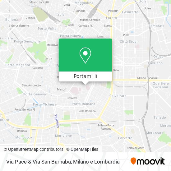 Mappa Via Pace & Via San Barnaba