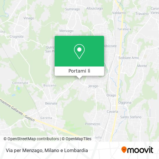 Mappa Via per Menzago