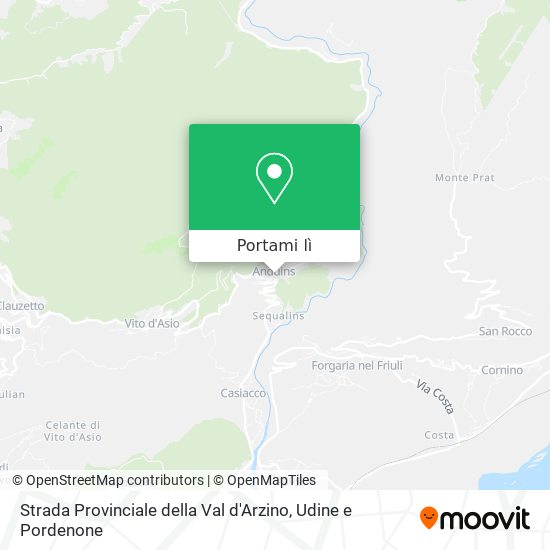 Mappa Strada Provinciale della Val d'Arzino
